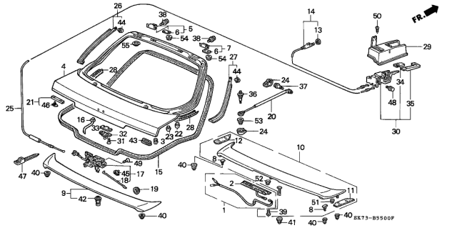 1993 Acura Integra  Bolt, Tailgate Opener Stay (10MM) Diagram for 90103SH2000