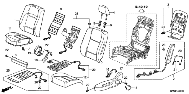 2011 Acura ZDX Pad Complete L, Front Cushion Diagram for 81537SZNA01