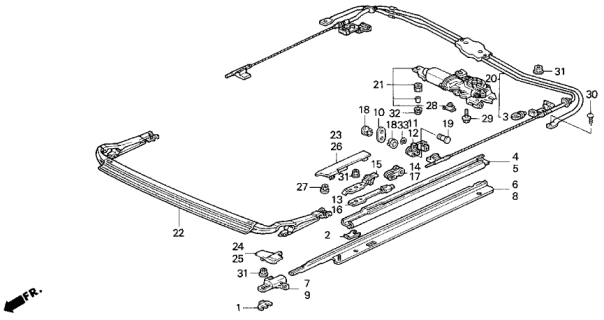 1993 Acura Vigor Cover, Driver Side Rail Diagram for 70635SM4003