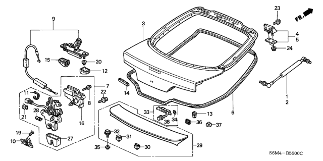 2005 Acura RSX  Weatherstrip, Tailgate Diagram for 74440S6M003
