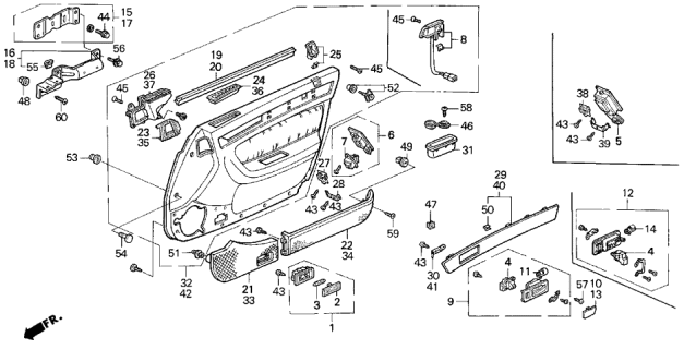 1992 Acura Vigor  Grommet, Door Lining Diagram for 91562SM4013
