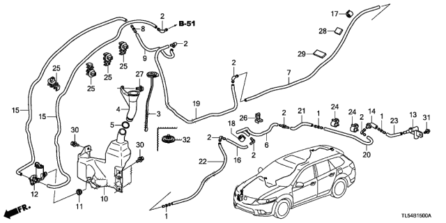 2014 Acura TSX  Bush, Washer Tank Diagram for 76842S2KJ11