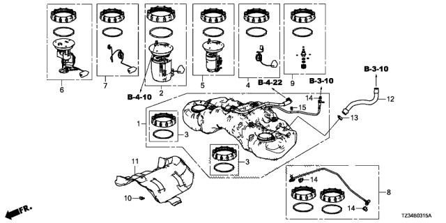 2019 Acura TLX  Tank, Fuel Diagram for 17044TZ7A00
