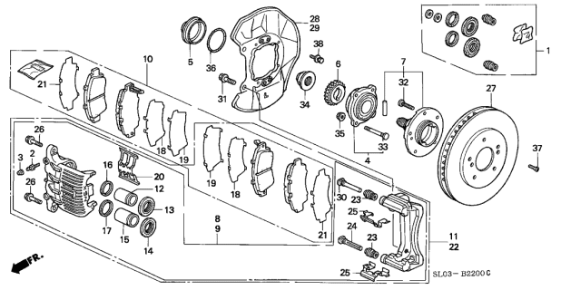 1992 Acura NSX  Shim, Pad (Outer) Diagram for 45228SL0003