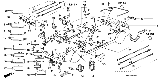 1995 Acura Legend  Clip, Offset (45) (57MM) (Gray) Diagram for 91509SA5003