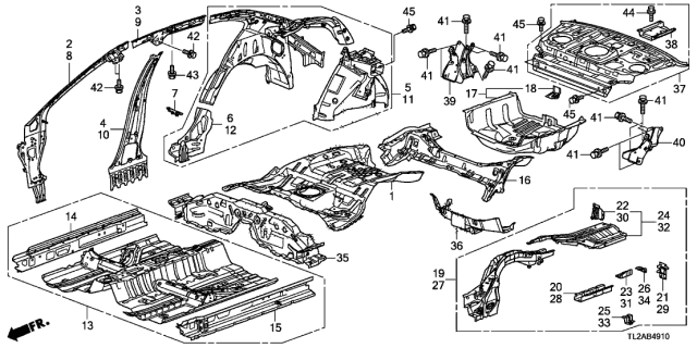 2014 Acura TSX Extension, Left Rear Wheel Arch Diagram for 64720TL0G91ZZ