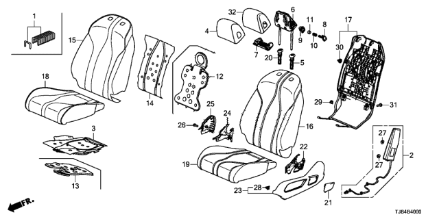 2021 Acura RDX Pad Complete L, Front Back Diagram for 81527TJBA81