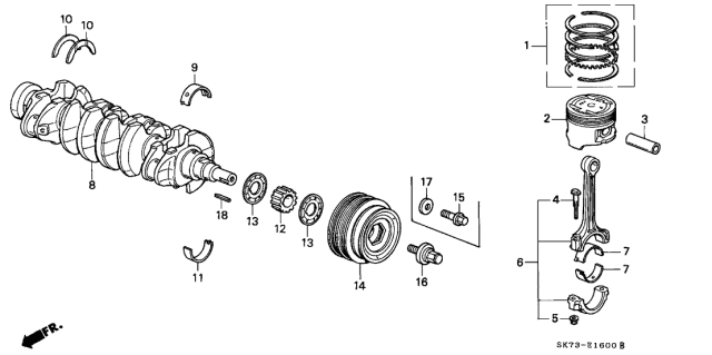 1990 Acura Integra  Key (4.5X11.0) Diagram for 90704634000