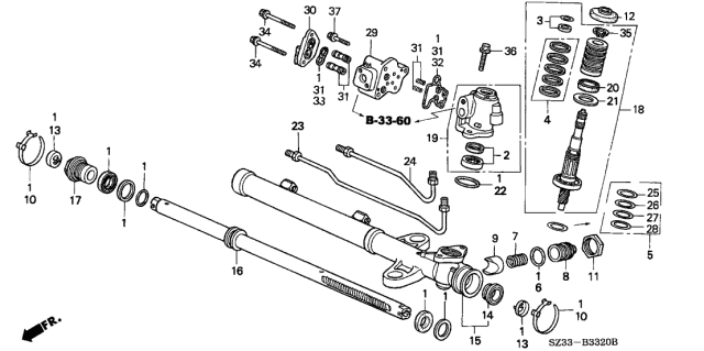 1998 Acura RL  Spring, Rack Guide Pressure Diagram for 53413SZ3000