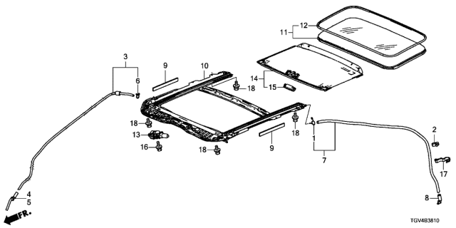 2021 Acura TLX  Glass Assembly, Roof Diagram for 70200TGVA01