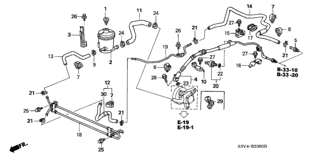 2001 Acura MDX Holder, Passenger Side Power Steering Pipe Diagram for 53736S3VA01