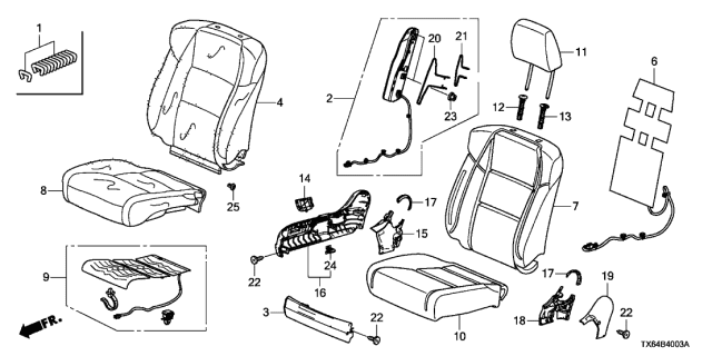 2017 Acura ILX Heater, Right Front Seat-Back Diagram for 81124TX6A41