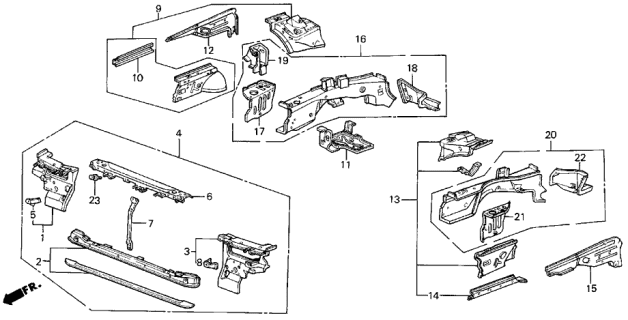 1989 Acura Legend Bracket, Driver Side Headlight Mounting Diagram for 60464SD4670ZZ