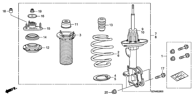2010 Acura ZDX Shock Absorber Unit, Left Front Diagram for 51606SZNA01