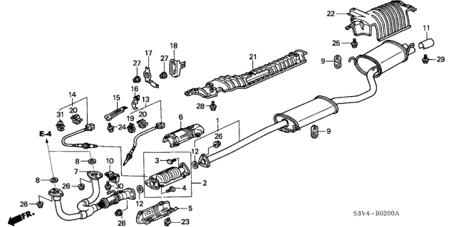 2001 Acura MDX  Stay, Oxygen Sensor Diagram for 36536PGKA00