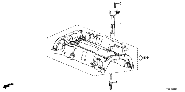 2017 Acura TLX Coil, Plug Hole Diagram for 305205A2A01