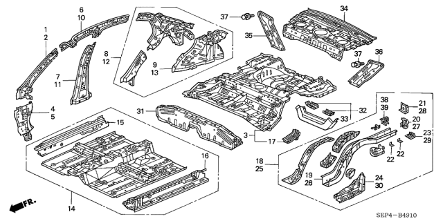 2004 Acura TL  Wheelhouse, Left Rear Diagram for 64730SEP305ZZ
