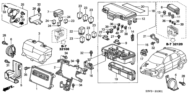 2004 Acura MDX  Grommet, Relay Box Diagram for 38252S3MA01