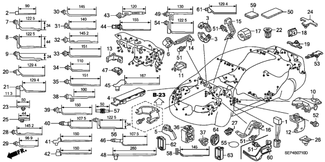 2007 Acura TL  Clip, Wire Harness (130MM) (Natural) Diagram for 91571S10003