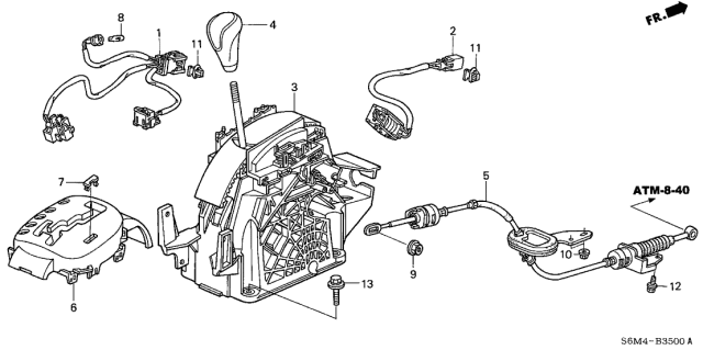 2005 Acura RSX Knob Assembly, Select Lever Diagram for 54130S6M981