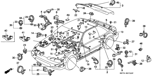 1991 Acura Integra  Strap, Cable (105MM) (Black) Diagram for 90672SB2003