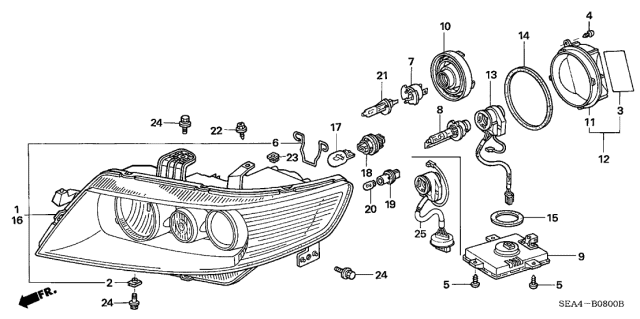 2004 Acura TSX  Socket, Bulb (Halogen) (Osram) Diagram for 33116SD4961