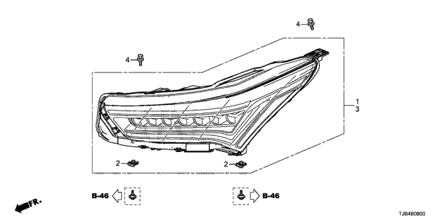 2019 Acura RDX Right Headlight Diagram for 33100TJBA01