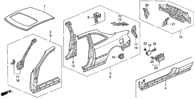 1998 Acura CL Extension, Right Rear Gutter Diagram for 63320SY8A00ZZ