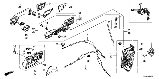 2016 Acura ILX Latch Assembly, Left Front Door Power Diagram for 72150T0AA02