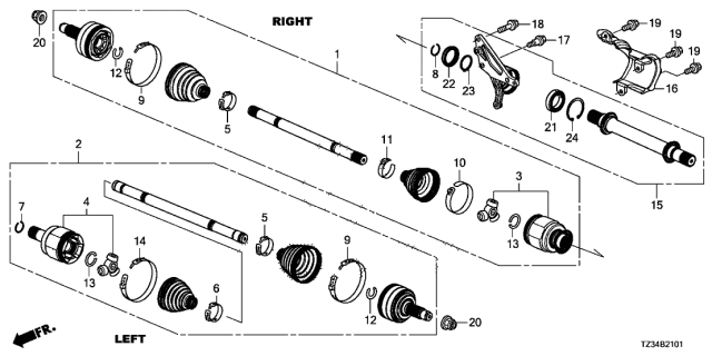 2018 Acura TLX  Band, Inboard Boot Diagram for 44391TZ5A11