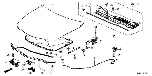 2017 Acura RLX Lock Assembly, Hood (Security Switch) Diagram for 74120TY2A01