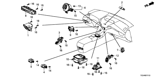 2021 Acura TLX Indicator Assembly, Srs Diagram for 77955TGVA01