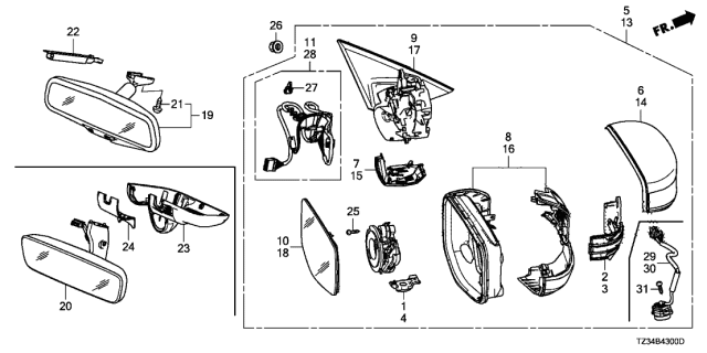 2019 Acura TLX  Set, Harness Clip Diagram for 76209TZ3A01