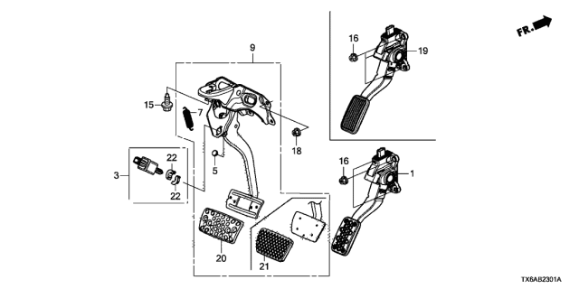 2020 Acura ILX  COVER SET, PEDAL Diagram for 46545SZTN51