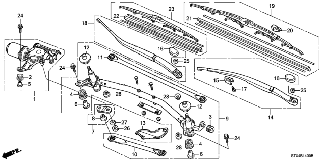 2008 Acura MDX  Windshield Wiper Blade (650MM) Diagram for 76620SHJA01