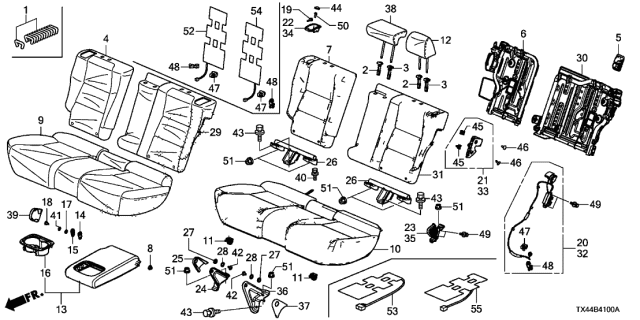 2017 Acura RDX  Armrest Assembly, Rear Seat Center (Sandstorm) Diagram for 82180TX4A02ZA