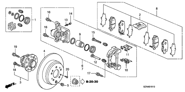 2011 Acura ZDX  Rear Brake Pad Set Diagram for 43022STXA01