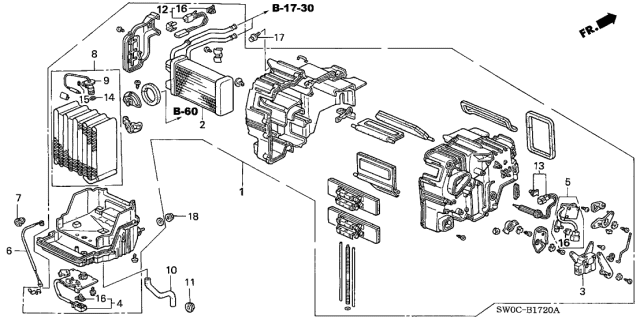 2005 Acura NSX Core, Heater Diagram for 79110SL0A03