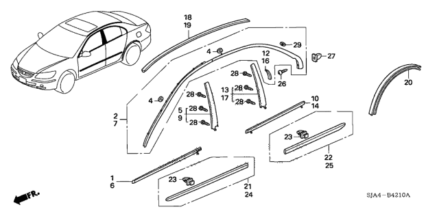 2007 Acura RL Cover, Right Rear Pillar Garnish Diagram for 72925SJAA01