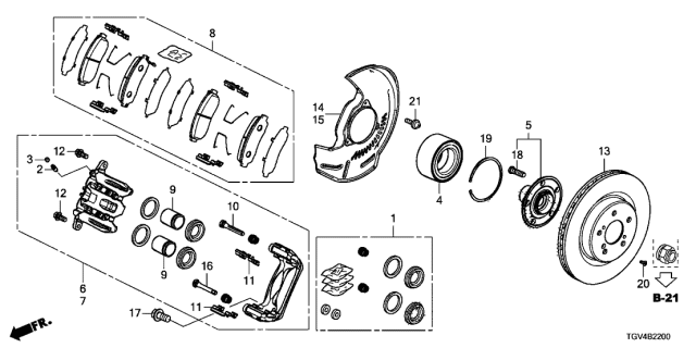 2021 Acura TLX  Pad Set, Front Diagram for 45022TGVA00