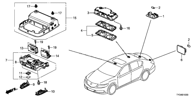 2018 Acura RLX Module Assembly, Front Roof (Light Jewel Gray) Diagram for 36600TY2A02ZB