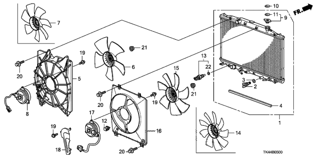2010 Acura TL Motor, Cooling Fan Diagram for 19030RK2A71