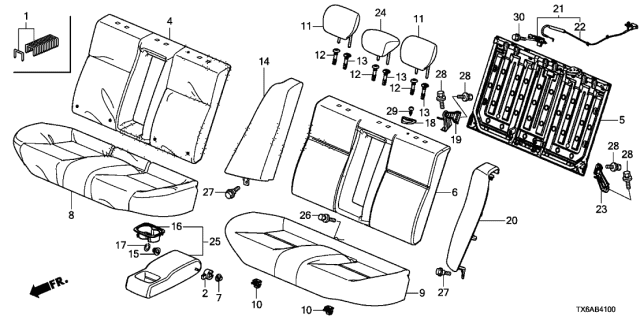 2020 Acura ILX Seat-Back Si (Luxury Saddle Brown) Diagram for 82150T3RA01ZA