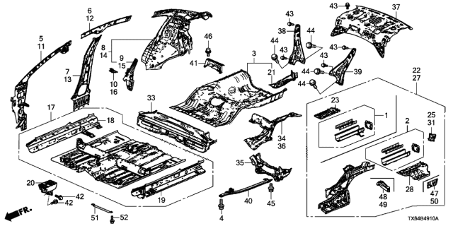 2017 Acura ILX  Bracket, Passenger Side Bsi Radar Diagram for 65647TV9A10ZZ