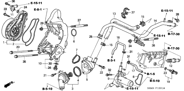 2005 Acura RSX  Seal, Thermostat Cover (Nippon Thermostat) Diagram for 19305PNA003