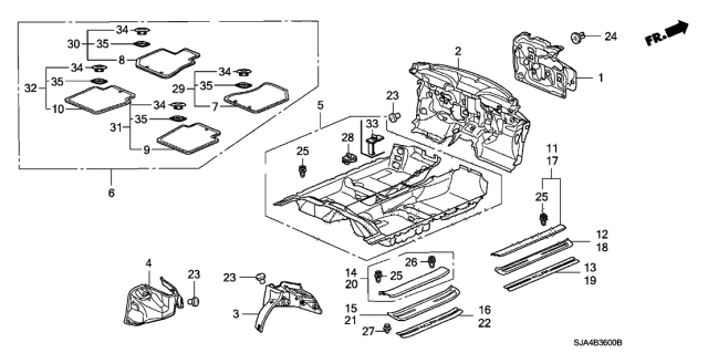2010 Acura RL Grommet A, Floor Mat (Graphite Black) Diagram for 83651TL2A01ZA