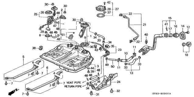 1997 Acura CL  Band Assembly, Passenger Side Fuel Tank Mounting Diagram for 17521SV1L00