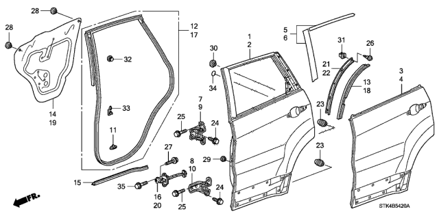 2012 Acura RDX Hinge, Left Rear Door (Upper) Diagram for 67950TX4H02ZZ
