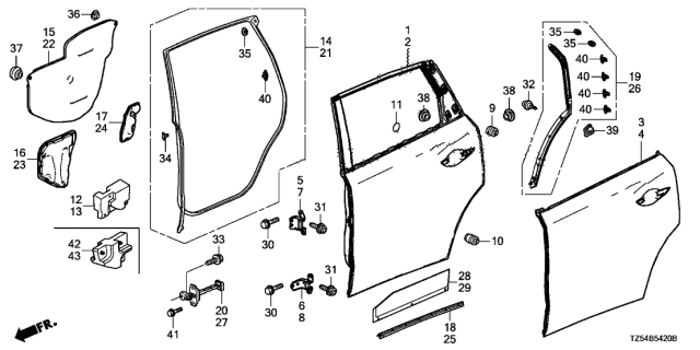 2017 Acura MDX  Clip, Door Sub-Sea Diagram for 90565TZ5003