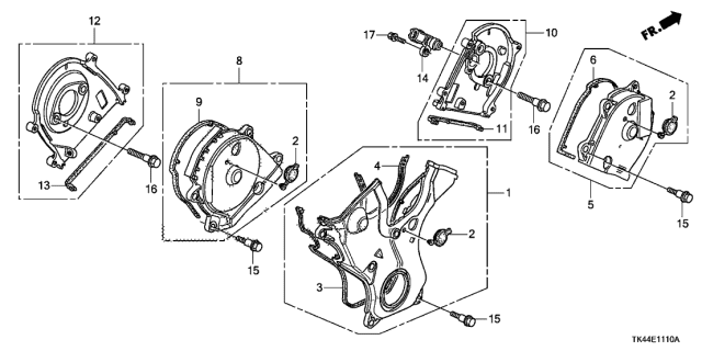 2011 Acura TL Gasket, Front Timing Belt (Upper) Diagram for 11822RCAA00